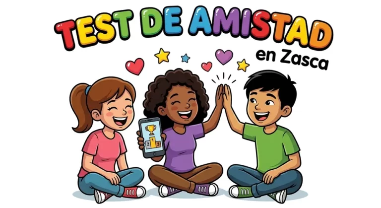 Tres amigos chocan las manos y ríen mientras miran la clasificación del test de amistad en el móvil